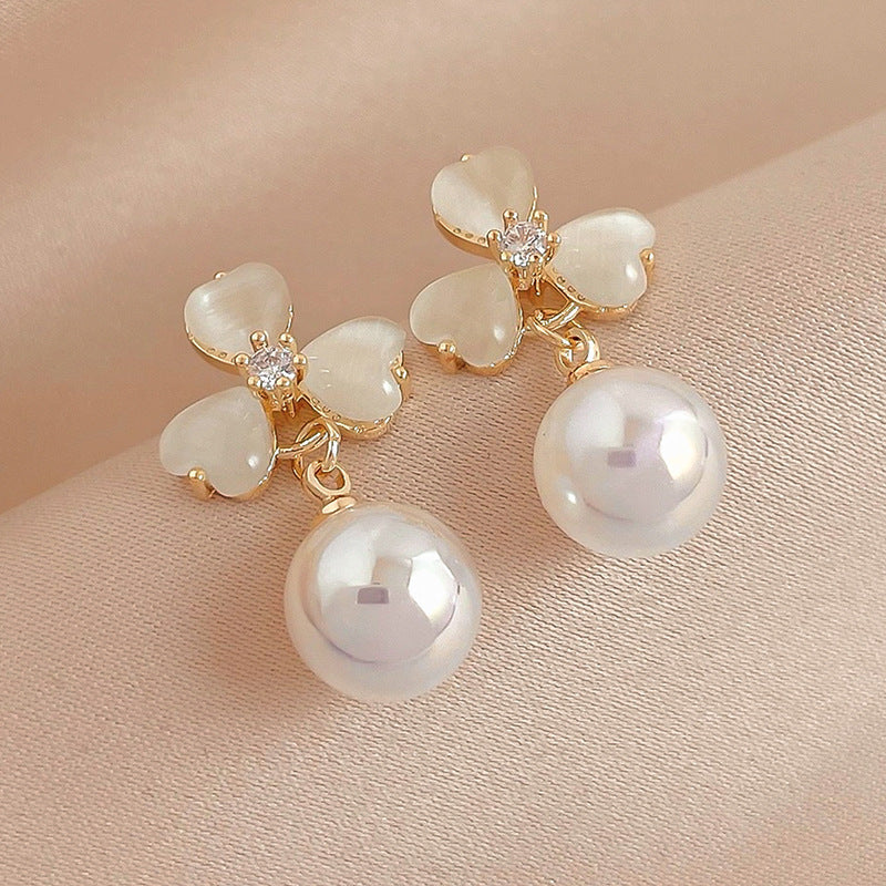 Wholesale S925 silver needle leaf rose small fresh flower earrings